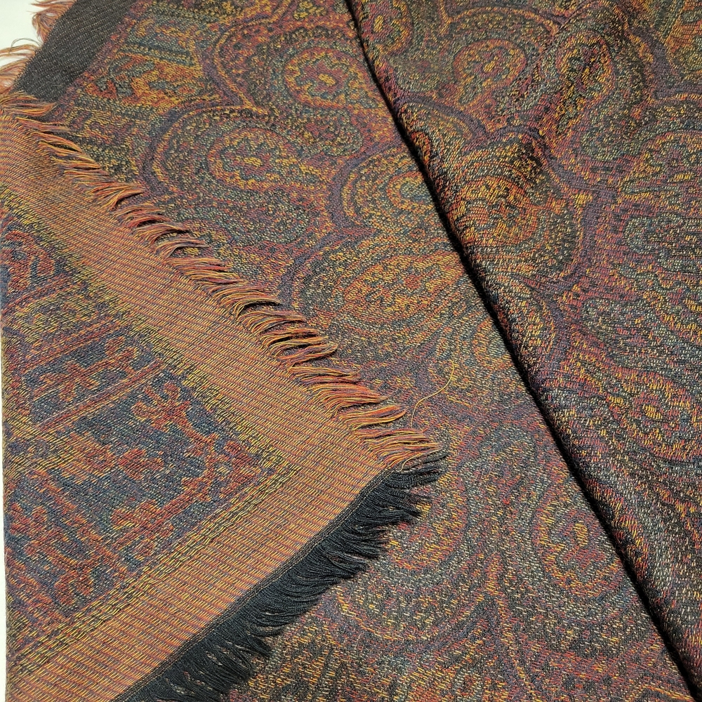 Perry Ellis Multicolor Textured Scarf 52 in by 52 in 100 % Wool Made In Japan - Picture 4 of 7